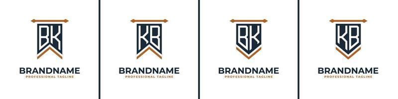 Letter BK and KB Pennant Flag Logo Set, Represent Victory. Suitable for any business with BK or KB initials. vector