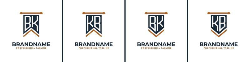 Letter BK and KB Pennant Flag Logo Set, Represent Victory. Suitable for any business with BK or KB initials. vector