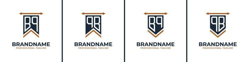Letter BQ and QB Pennant Flag Logo Set, Represent Victory. Suitable for any business with BQ or QB initials. vector