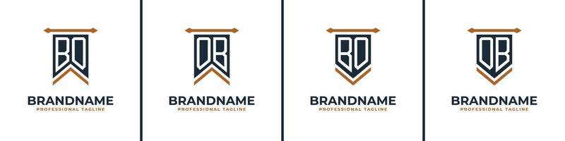 Letter BO and OB Pennant Flag Logo Set, Represent Victory. Suitable for any business with BO or OB initials. vector