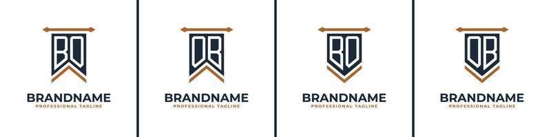 Letter BO and OB Pennant Flag Logo Set, Represent Victory. Suitable for any business with BO or OB initials. vector