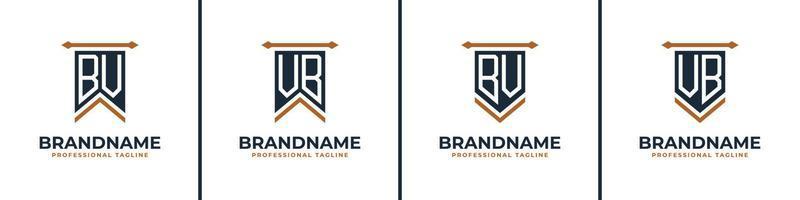 Letter BV and VB Pennant Flag Logo Set, Represent Victory. Suitable for any business with BV or VB initials. vector