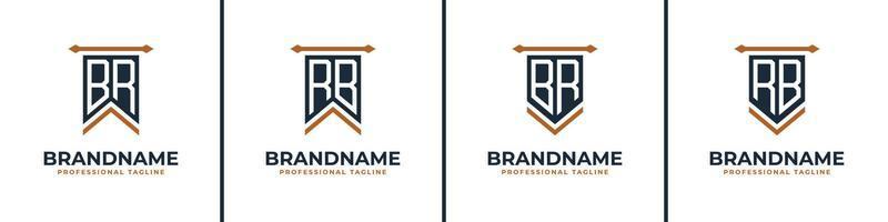 Letter BR and RB Pennant Flag Logo Set, Represent Victory. Suitable for any business with BR or RB initials. vector