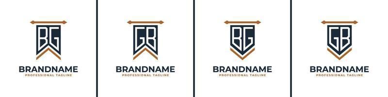 Letter BG and GB Pennant Flag Logo Set, Represent Victory. Suitable for any business with BG or GB initials. vector