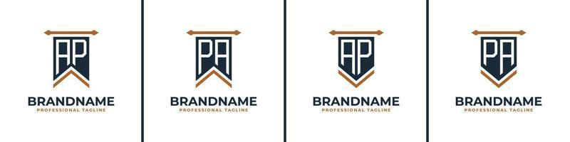 Letter AP and PA Pennant Flag Logo Set, Represent Victory. Suitable for any business with AP or PA initials. vector