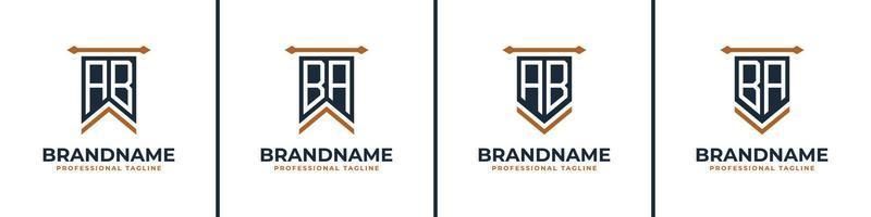 Letter AB and BA Pennant Flag Logo Set, Represent Victory. Suitable for any business with AB or BA initials. vector