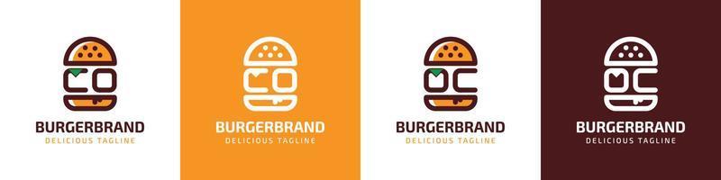 letra co y jefe hamburguesa logo, adecuado para ninguna negocio relacionado a hamburguesa con co o jefe iniciales. vector