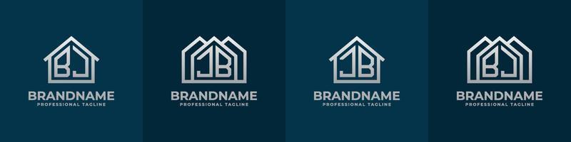 letra bj y jb hogar logo colocar. adecuado para ninguna negocio relacionado a casa, real bienes, construcción, interior con bj o jb iniciales. vector