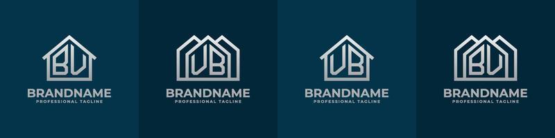 Letter BV and VB Home Logo Set. Suitable for any business related to house, real estate, construction, interior with BV or VB initials. vector