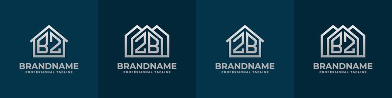 Letter BZ and ZB Home Logo Set. Suitable for any business related to house, real estate, construction, interior with BZ or ZB initials. vector