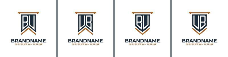 Letter BU and UB Pennant Flag Logo Set, Represent Victory. Suitable for any business with BU or UB initials. vector