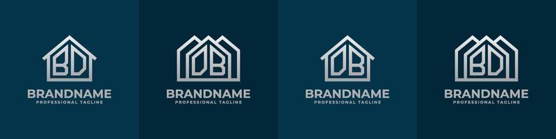 Letter BD and DB Home Logo Set. Suitable for any business related to house, real estate, construction, interior with BD or DB initials. vector