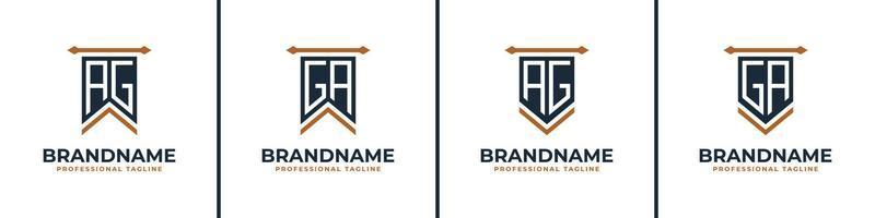 Letter AG and GA Pennant Flag Logo Set, Represent Victory. Suitable for any business with AG or GA initials. vector