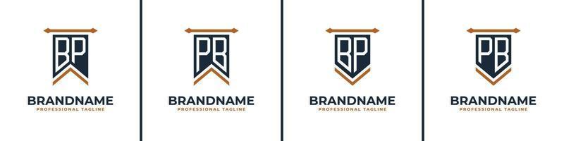 Letter BP and PB Pennant Flag Logo Set, Represent Victory. Suitable for any business with BP or PB initials. vector