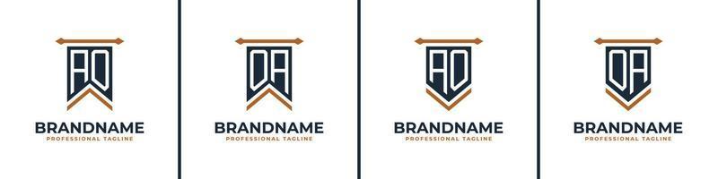 Letter AO and OA Pennant Flag Logo Set, Represent Victory. Suitable for any business with AO or OA initials. vector