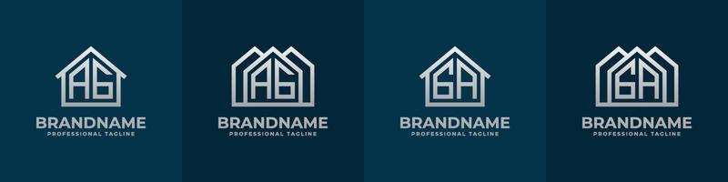 Letter AG and GA Home Logo Set. Suitable for any business related to house, real estate, construction, interior with AG or GA initials. vector