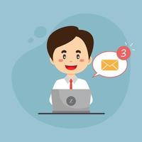 Bussiness Man Checking Email Inbox vector