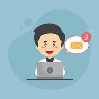 Bussiness Man Checking Email Inbox vector