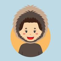 avatar de un esquimal Alaska personaje vector