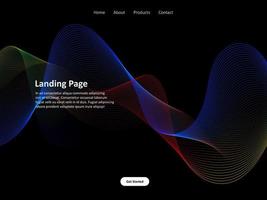 landing page template with flowing waves design vector