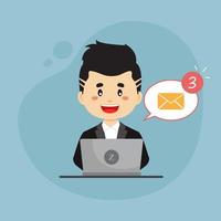 Bussiness Man Checking Email Inbox vector