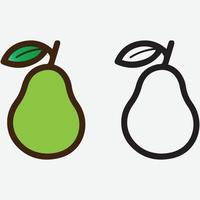 Fresh Pear Fruit Vector With Black Outline White Background Free Vector