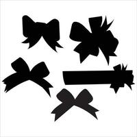 Ribbon Set Silhouette Bow Ribbon Set Silhouette White Background Free Vector