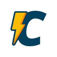 inicial C tornillo energía logo vector