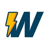 Initial W Bolt Energy Logo vector