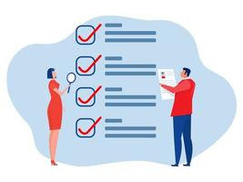 KYC or know your customer with business verifying the identity of its clients concept at the partners-to-be through a magnifying glass vector illustrator