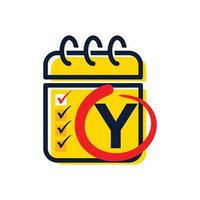 Initial Y Calendar Logo vector