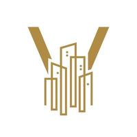 Initial V Gold City Logo vector