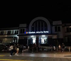 Jakarta, Indonesia in May 2022. At night in the Kota Tua Jakarta area, photo