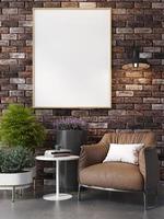 Poster Frame Mockup In Wall Scandinavian Living Room Interior photo