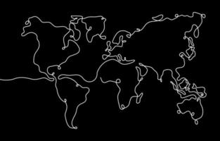 World Map One Stroke Art vector