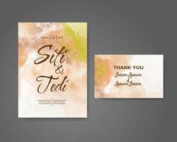 Wedding invitation with abstract watercolor background vector