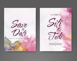 Wedding invitation with abstract watercolor background vector