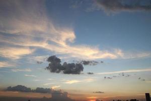 dark blue cloud with white light sun set sky background and city light midnight evening time photo