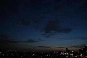 dark blue cloud with white light sun set sky background and city light midnight evening time photo