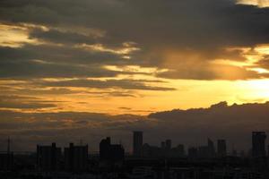 dark blue cloud with white light sun set sky background and city light midnight evening time photo