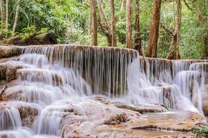 Landscape of Huai mae khamin waterfall Srinakarin national park at Kanchanaburi thailand.Huai mae khamin waterfall sixth floor Dong Phi Sue photo