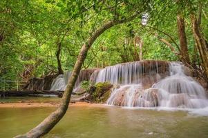 Landscape of Huai mae khamin waterfall Srinakarin national park at Kanchanaburi thailand.Huai mae khamin waterfall sixth floor Dong Phi Sue photo