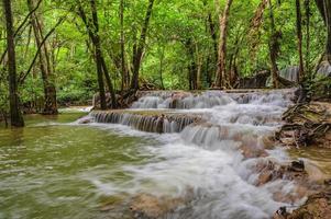 Landscape Waterfall of Huai mae khamin waterfall Srinakarin national park at Kanchanaburi thailand. photo