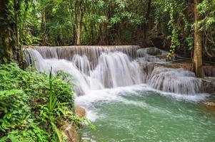 Landscape Waterfall of Huai mae khamin waterfall Srinakarin national park at Kanchanaburi thailand. photo