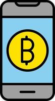en línea bitcoin pago vector icono