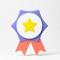 Quality assurance ribbon icon with stars. Premium quality labels. 3d rendering illustration. photo