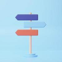 3d colorfull directions sign on blue background. 3d render illustration photo