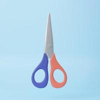 Scissors with handles. Education, medicine, hairdressing supplies, stationery. 3d rendering icon. Cartoon minimal style. photo