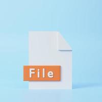 File or document icon on blue background. 3d rendering. photo