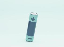 AA size battery isolated on a blue background Minimalist concept. 3d rendering illustration photo